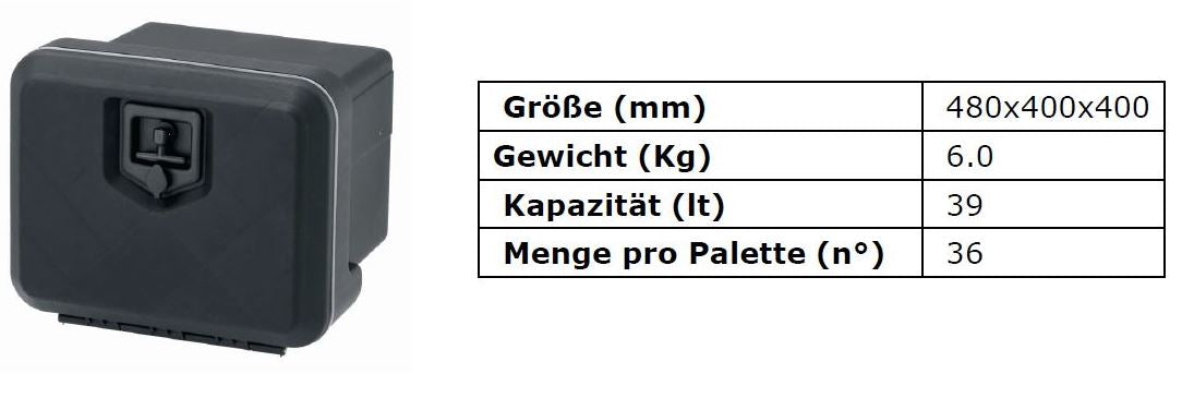 KUNSTSTOFF WERKZEUGKASTE 480 X 400 X 400 MM (L H
