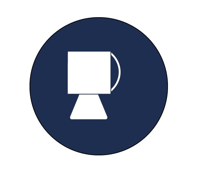 STICKER ROND WERKLAMP-UIT WIT LOGO OP BLAUWE ACHTE