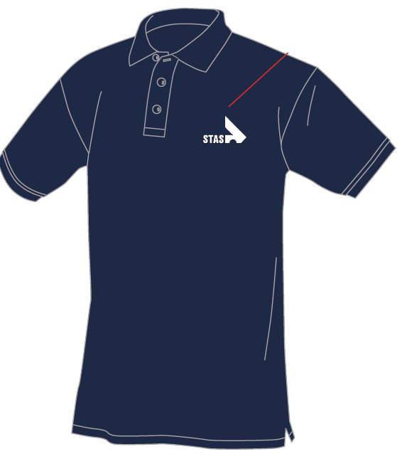 POLO "SAFRAN NAVY" NAVY KATOEN BEDRUKT MAAT "XXXL