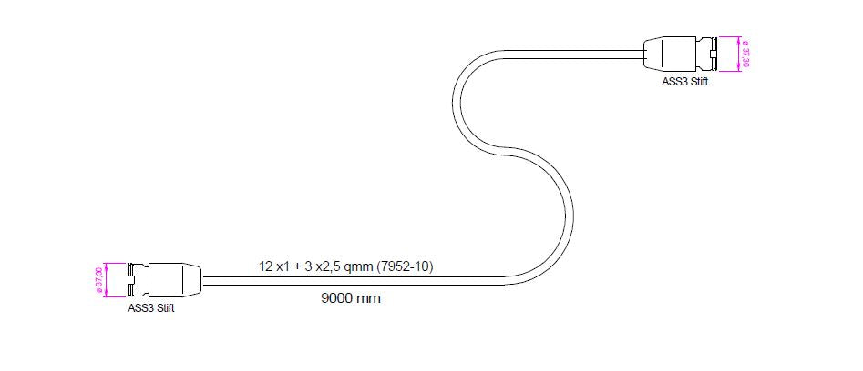 ASPOCK VOEDINGSKABEL 9,00 METER LANG AD.2 X ASS3 M