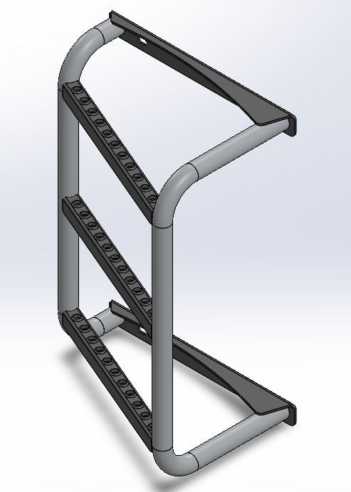 Assembly bolted ladder - MF - right - 3 steps - P