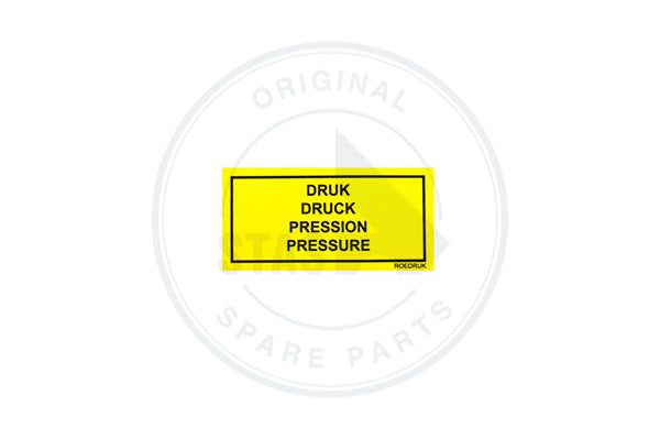AUFKLEBER GELB "DRUCK" 58 X 32 MM