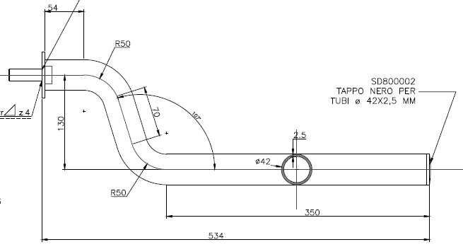 DOMAR KÖTFLUGLROHR VERKROPFT, SWHARZ PULVER. - 42X