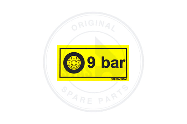 AUFKLEBER GELB "REIFENDRUCK 9 BAR" 60 X 30 MM