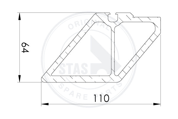 ACHTERDEUR PROFIEL BIJ WAGONDEUR SCHUIN L = 2510