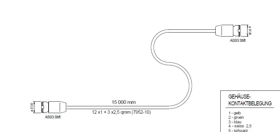 ASPOCK VOEDINGSKABEL 15.00 METER LANG AD.2 X ASS3