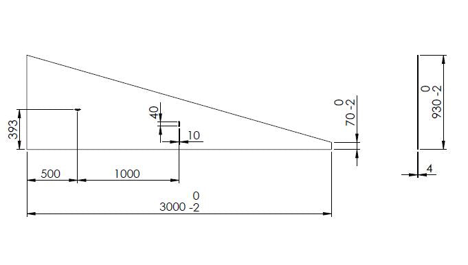 1X SLIJTPLAAT (3000X930-70) X 4MM