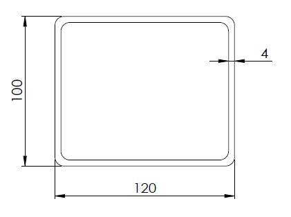 RECHTECKIGES ROHR 120 X 100 X 4 MM L = 12000 MM -