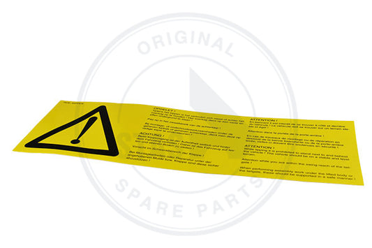 STICKER GEEL "OPGELET TIJDENS KIPPEN"  300 X 100MM