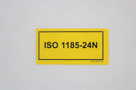 STICKER GEEL "ISO 1185-24N"       60 X 30 MM