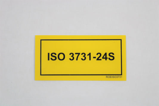 STICKER GEEL "ISO 3731-24S"       60 X 30 MM
