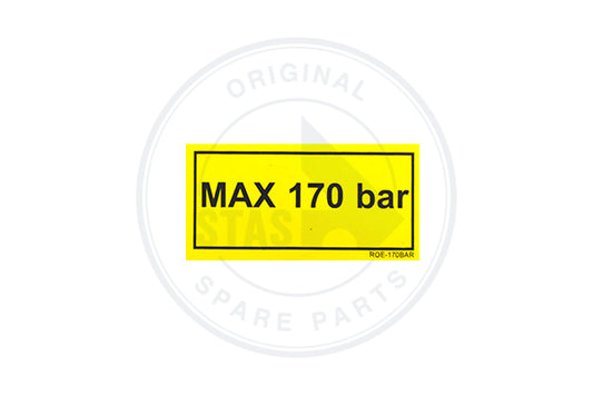 STICKER GEEL "MAX 170 BAR " HYDR DRUK  60 X 30 MM