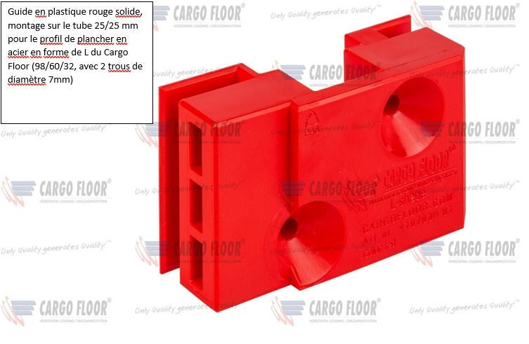 GUIDE EN PLASTIQUE ROUGE SOLIDE, MONTAGE SUR LE TU