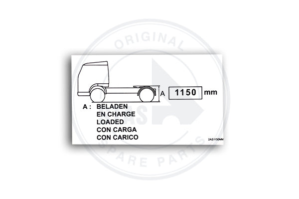 AUFKLEBER WEISS "TRAKTOR 2 ACHSE 1150 MM " 100X60 