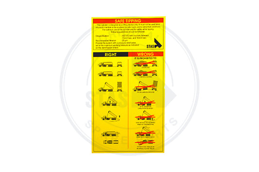 STICKER GEEL "VEILIG KIPPEN"  ENGELS 150 X 270 MM