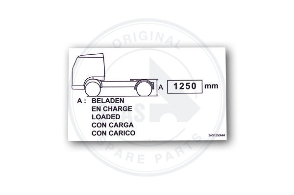 AUTOCOLLANT BLANC "TRACTEUR 2 ESSIEUS 1250 MM " 10