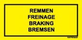 AUFKLEBER GELB "FREINAGE"   60 X 30 MM