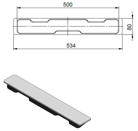 GUMMI AUFLAGE 534 X 80 U-ROCKSTAR - GUMMIMETALLAUF