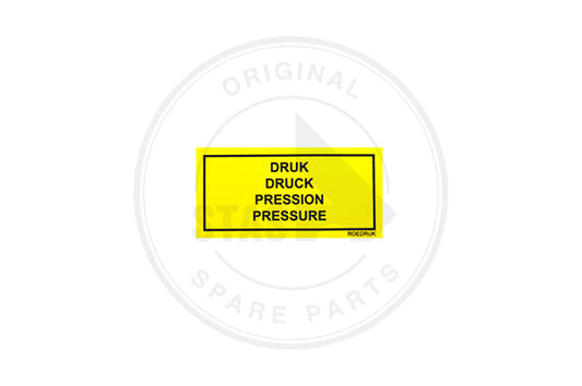 AUFKLEBER GELB  "DRUCK"       58 X 32 MM