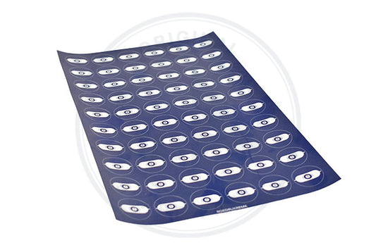 1 PAGINA = 60 X STICKER ROND DRUK REMKETEL WIT LOG