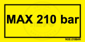 STICKER GEEL "MAX 210 BAR " HYDR DRUK  60 X 30 MM