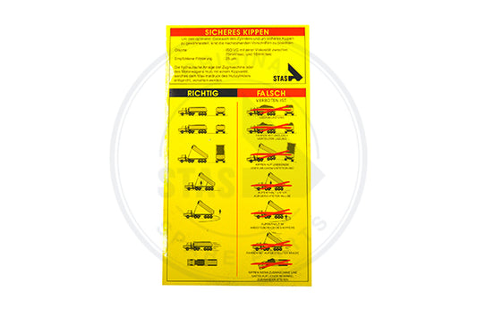 STICKER GEEL "VEILIG KIPPEN"  DUITS 150 X 270 MM