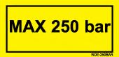 STICKER GEEL "MAX 250 BAR " HYDR DRUK  60 X 30 MM