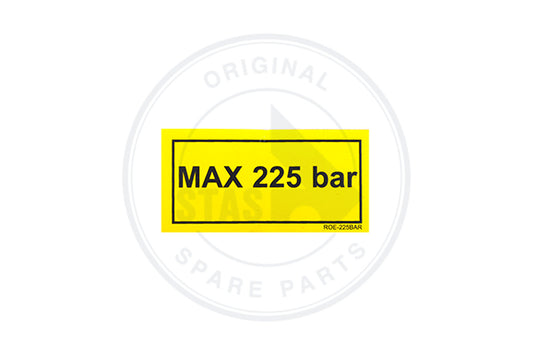 STICKER GEEL "MAX 225 BAR " HYDR DRUK  60 X 30 MM