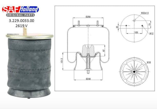 1X SAF BALG 2619V - MAX DIAM 300 MM INCL. BEV. DEL