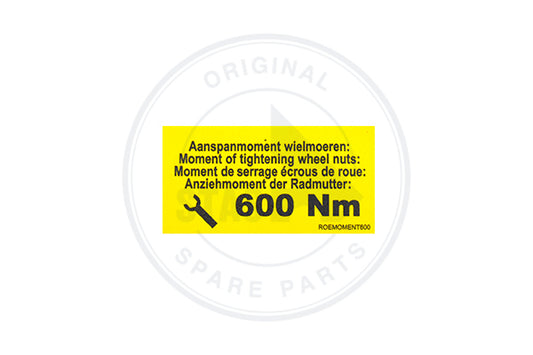 AUFKLEBER GELB "ANZIEHEMOMENT SAF 600 NM" 60 X 30 