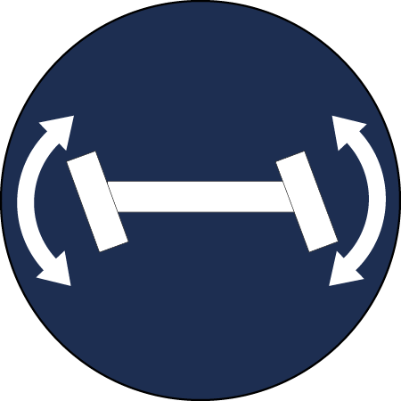 STICKER ROND STUURAS-AAN WIT LOGO OP BLAUWE ACHTER