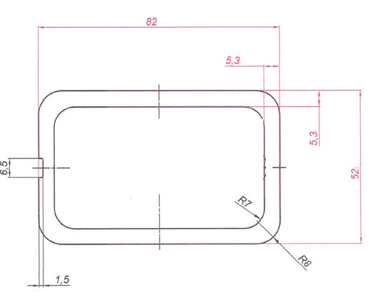 ALU BUIS 82 X 52 X 5.3 MM  L = 6000 MM -0/+20MM -