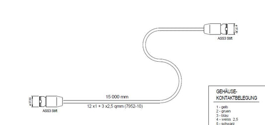 ASPOCK MAIN CABLE 15.00 METER AD.2 X ASS3 MN/MN 15