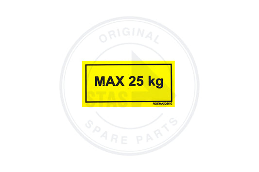 AUFKLEBER GELB  "MAX 25 KG"       60 X 30 MM