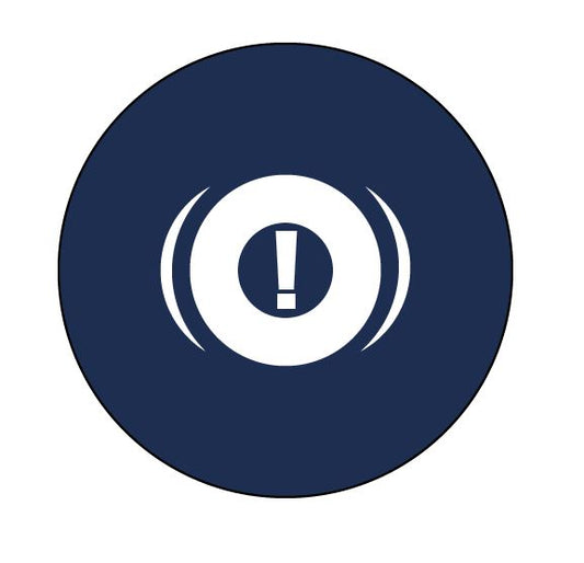 STICKER ROND DRUK REMMEN WIT LOGO OP BLAUWE ACHTER