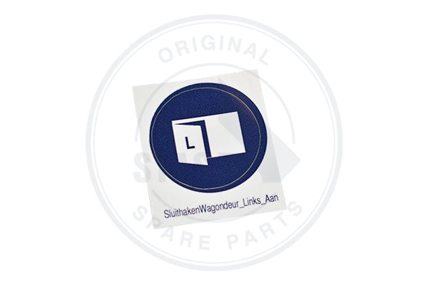 STICKER ROND "SLUITHAKEN WAGONDEUR LINKS AAN" WIT 