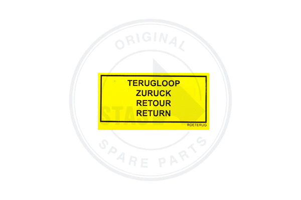 AUFKLEBER GELB "ZURUCK"  58 X 32 MM